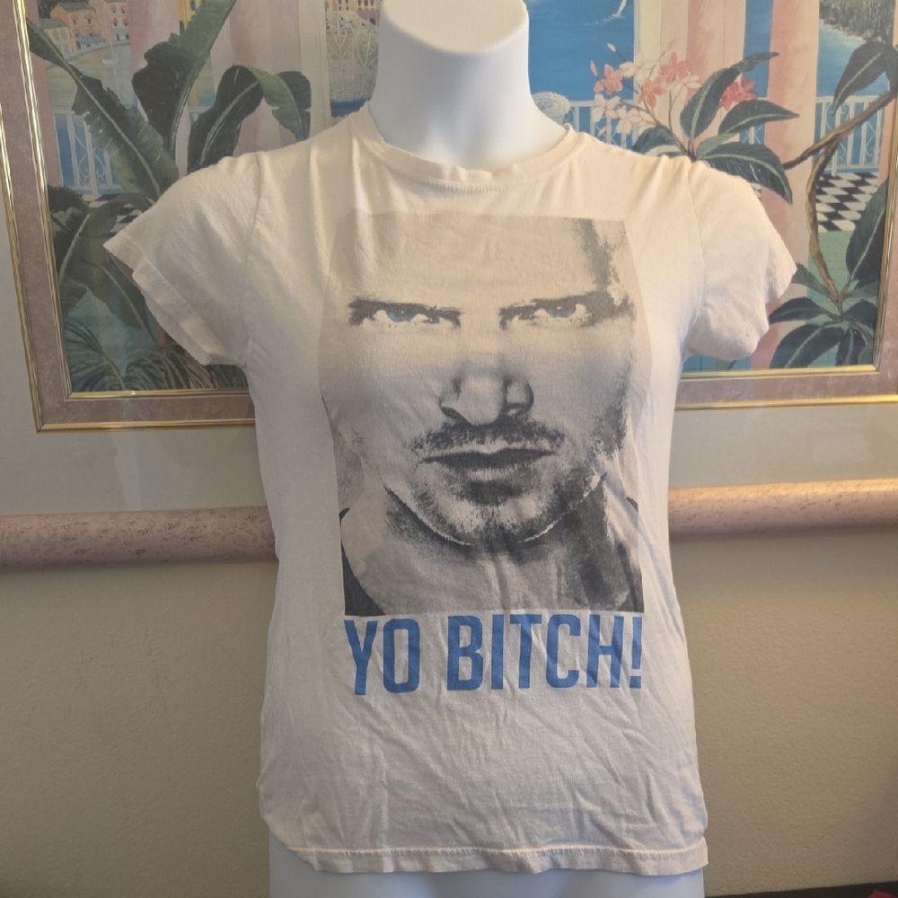 Bold Graphic T-Shirt - White and Blue Breaking BAD